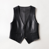 Blandine | Gilet sans manches en simili cuir à coupe ajustée