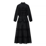 Aurélie | Robe maxi fluide à détails en dentelle