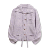 Léa | Cardigan court en tricot marbré au style décontracté
