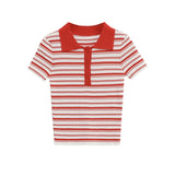 Harper | Polo à Rayures Chic en Maille Côtelée