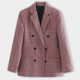 Camille | Veste à carreaux femme double boutonnage coupe élégante structurée