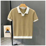 Loïc | Polo homme en tricot à motif chevrons et col contrastant