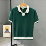 Loïc | Polo homme en tricot à motif chevrons et col contrastant