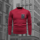 Solène | Pull pour Homme à Col Montant et Poche Poitrine Contrastée
