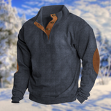 Blandine | Pull pour homme avec patte de boutonnage et patches aux coudes
