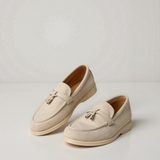 Camille | Mocassins beiges à franges en suédine élégante
