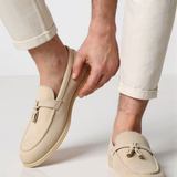 Camille | Mocassins beiges à franges en suédine élégante