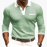 Adrien | Polo homme manches longues élégant à détails contrastants