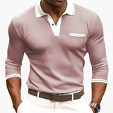 Adrien | Polo homme manches longues élégant à détails contrastants