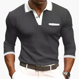 Adrien | Polo homme manches longues élégant à détails contrastants