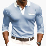 Adrien | Polo homme manches longues élégant à détails contrastants