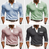 Adrien | Polo homme manches longues élégant à détails contrastants