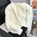 Apolline | Gilet en Velours pour Femme avec Boutons Perlés