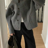 Mireyne | Veste oversize en laine à boutonnière asymétrique et poches spacieuses