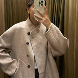 Mireyne | Veste oversize en laine à boutonnière asymétrique et poches spacieuses
