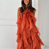Mirelya | Robe Maxi Volantée à Fleur Élégante