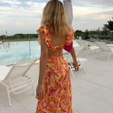 Calysse | Robe Maxi Fleurie Fluide à Volants