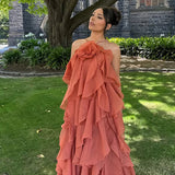 Mirelya | Robe Maxi Volantée à Fleur Élégante