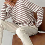 Célia | Sweatshirt rayé à manches longues et col rond
