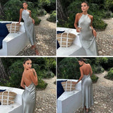 Églantine | Robe maxi élégante sans manches à dos décolleté