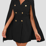 Léonie | Robe blazer avec cape élégante et boutons dorés