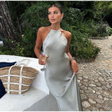 Églantine | Robe maxi élégante sans manches à dos décolleté