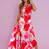 Marélyne | Robe asymétrique plissée à imprimé floral