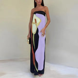 Liorane | Robe Maxi Sans Bretelles à Imprimé Élégant