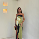 Liorane | Robe Maxi Sans Bretelles à Imprimé Élégant