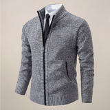 Fabien | Cardigan zippé pour homme avec col montant et finitions côtelées