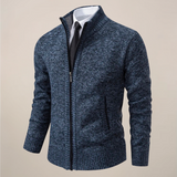 Fabien | Cardigan zippé pour homme avec col montant et finitions côtelées
