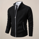 Fabien | Cardigan zippé pour homme avec col montant et finitions côtelées