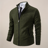Fabien | Cardigan zippé pour homme avec col montant et finitions côtelées