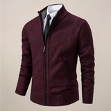 Fabien | Cardigan zippé pour homme avec col montant et finitions côtelées