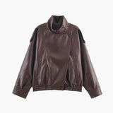 Carla | Veste en Cuir Asymétrique