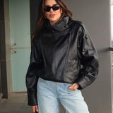 Carla | Veste en Cuir Asymétrique