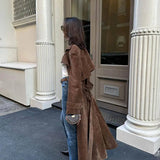 Élise | Trench en daim élégant pour femme avec ceinture à la taille