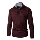 Baptiste | Pull en tricot pour homme à demi-fermeture éclair et col à carreaux