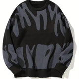 Émilie | Pull Homme Col Rond Chaud avec Motif Abstrait Moderne