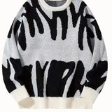 Émilie | Pull Homme Col Rond Chaud avec Motif Abstrait Moderne
