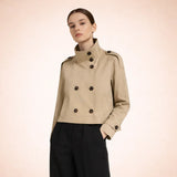 Juliette | Trench-coat femme raccourci à col haut et double boutonnage
