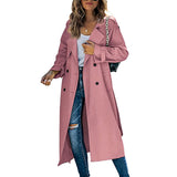 Mathilde | Trench-coat long élégant pour femme avec ceinture à boutons