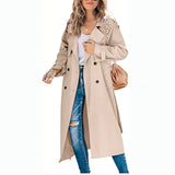 Mathilde | Trench-coat long élégant pour femme avec ceinture à boutons