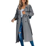 Mathilde | Trench-coat long élégant pour femme avec ceinture à boutons