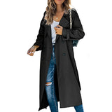 Mathilde | Trench-coat long élégant pour femme avec ceinture à boutons