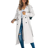 Mathilde | Trench-coat long élégant pour femme avec ceinture à boutons