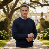 Damien | Pull homme en cachemire et laine mérinos à maille torsadée