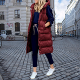 Isabelle | Gilet long pour femme matelassé avec capuche