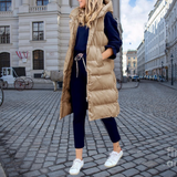 Isabelle | Gilet long pour femme matelassé avec capuche