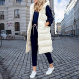 Isabelle | Gilet long pour femme matelassé avec capuche